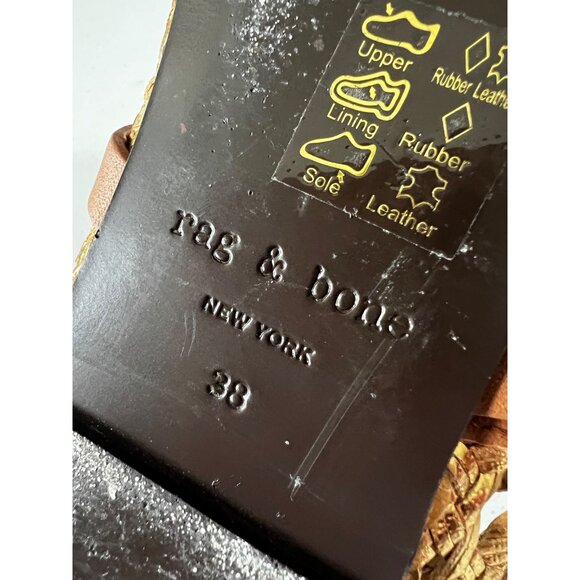 rag & bone Spire Woven gold brown leather Mary Janes flats size 38 - Picture 9 of 11